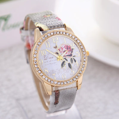 Reloj de Cuarzo para Mujer con Patrón Floral Chino