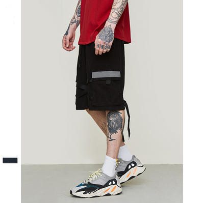 Pantalones Cortos Cargo Reflectantes con Cintas Decorativas para Hombre - Image 3