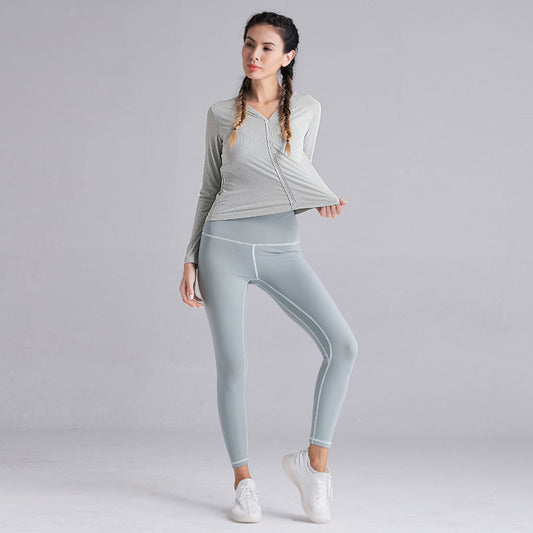 Ropa de Yoga Deportiva de Algodón y Lino de Manga Larga - Image 2
