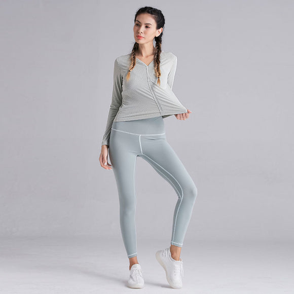 Ropa de Yoga Deportiva de Algodón y Lino de Manga Larga