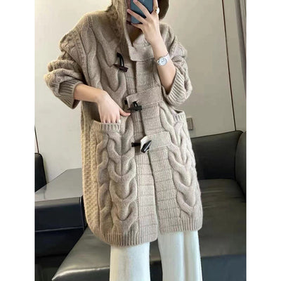 Chaqueta Suelta con Capucha y Botones Horn Torcidos - Image 11