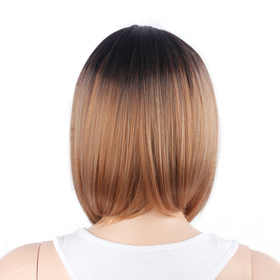 Peluca Corta Degradado Negro Marrón para Mujer - Image 4
