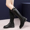 Botas Casuales de Encaje Tubo Largo y Punta Redonda