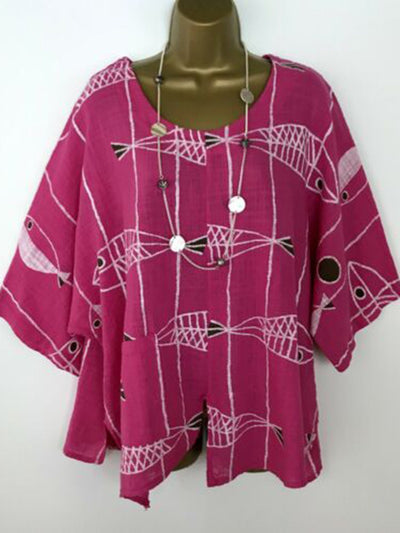 Camiseta de Algodón y Lino Estampada Multicolor - Image 15