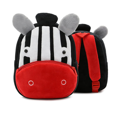 Cute green plush dinosaur backpack with red spikes, a blue front pocket, and yellow horn, for kindergarten children. - Image 15