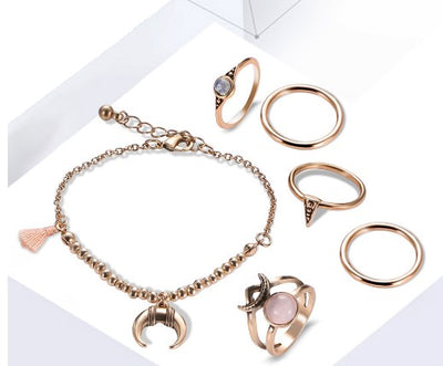 Conjuntos de Anillos de Boda Novia en Oro Antiguo con Adornos de Borlas - Image 2