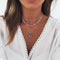 Multi layer necklace with powder crystal and diamond 3 Plateado