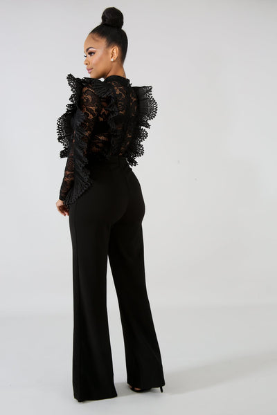 Jumpsuit de Encaje Fruncido con Efecto Transparencia - Image 4