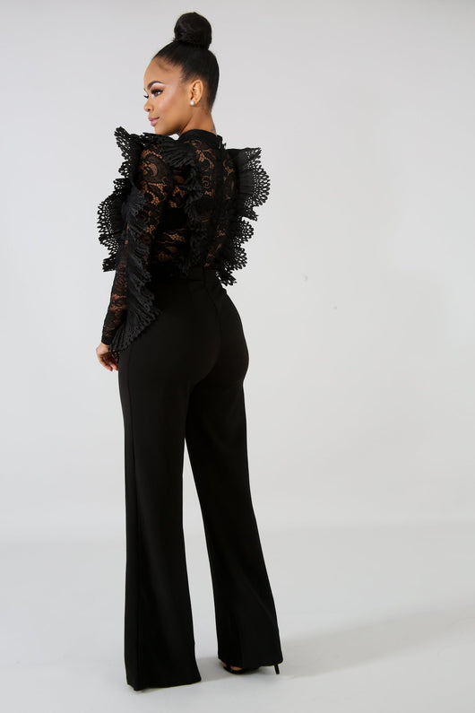 Jumpsuit de Encaje Fruncido con Efecto Transparencia - Image 4