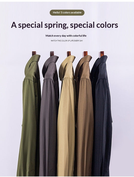 Camisa de Algodón Manga Larga Khaki para Hombre - Primavera - Image 16