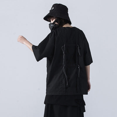 Playera Cargo Suelta Estilo Oscuro para Parejas - Tendencia Urbana con Bolsillos - Image 3
