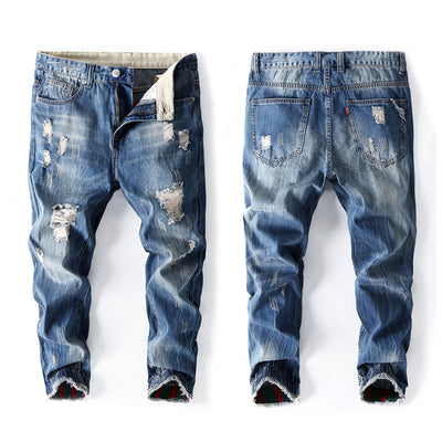 Pantalones Vaqueros Holgados Talla Grande para Hombre con Rotos en los Tobillos - Image 9