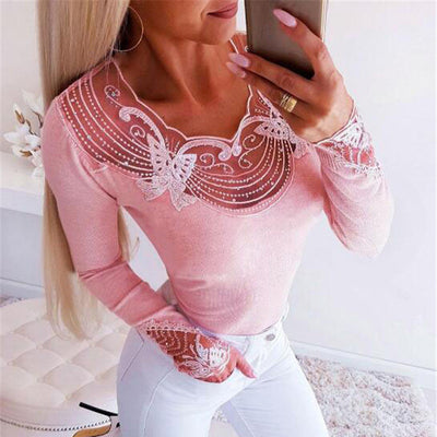 Blusa Elegante con Encaje y Cuentas en la Cintura - Image 4