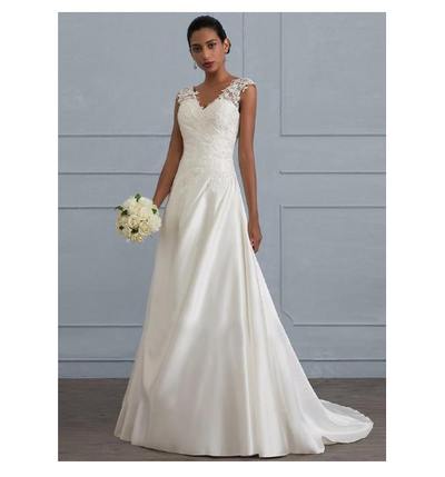 Vestido de Encaje Blanco Elegante Talla Grande - Espalda Descubierta para Bodas y Eventos - Image 4