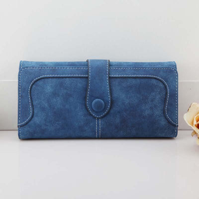 Billetera Larga Retro Coreana para Mujer con Costura Mate - Image 12