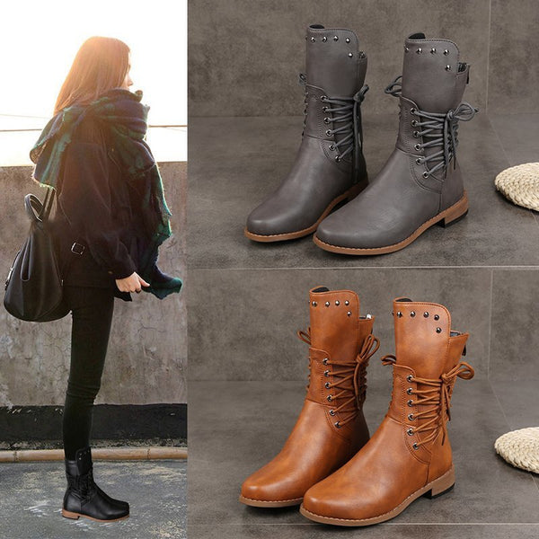 Botas Mujer con Cordones Laterales Estilo Caballero