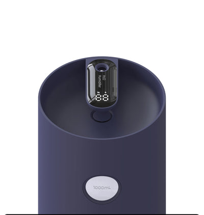 White cylindrical humidifier with a transparent base, digital display, and 1000ml capacity indicator. - Image 15