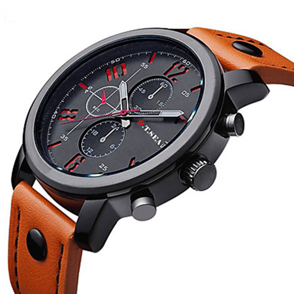 Reloj de Cuarzo con Diseño de Tres Esferas - Estilo Deportivo Moderno