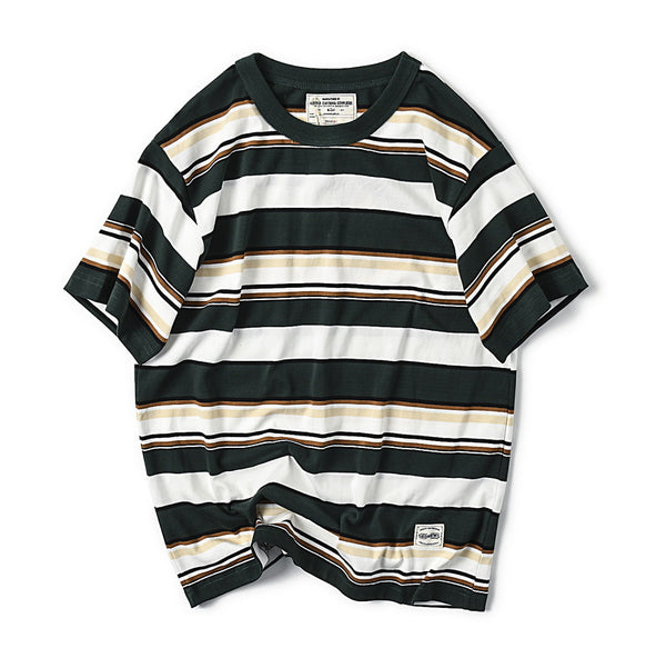 Camiseta Manga Corta a Rayas para Hombre - Algodón Premium