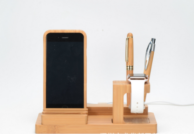 Soporte Multifuncional de Bambú para Apple Watch y Smartphone - Image 5