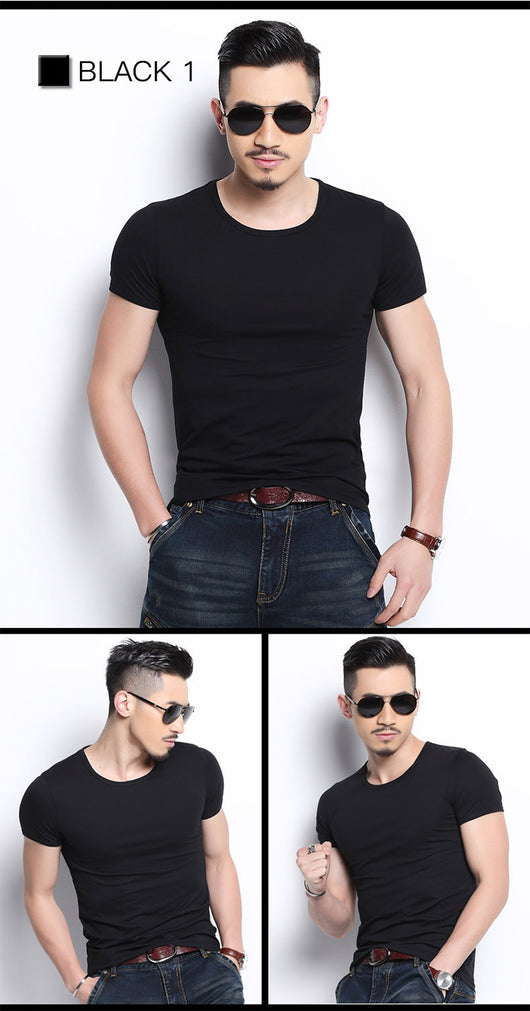 Camiseta Básica de Cuello Redondo Manga Corta para Verano - Image 2