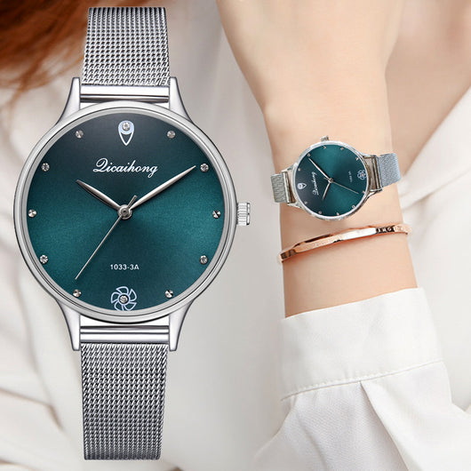 Reloj de Pulsera Verde con Escala de Diamantes - Cuarzo de Diseño Premium - Image 2