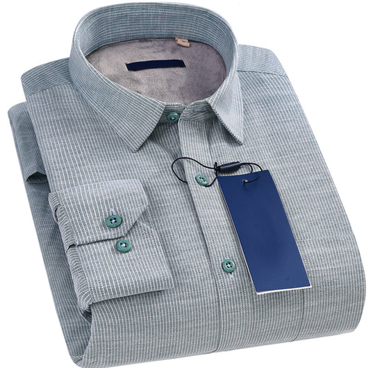 Camisa de Invierno para Hombre con Forro de Terciopelo - Estilo Casual Ejecutivo - Image 5