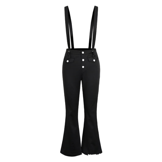 Pantalones Acampanados Cintura Alta con Tirantes Estilo Europeo - Image 4