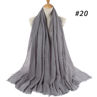 Pañuelo de Algodón y Lino Arrugado Monocromático - Image 29