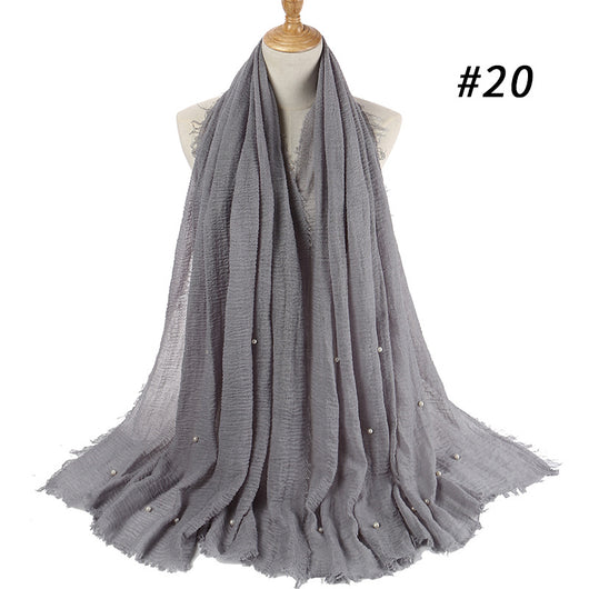 Pañuelo de Algodón y Lino Arrugado Monocromático - Image 29