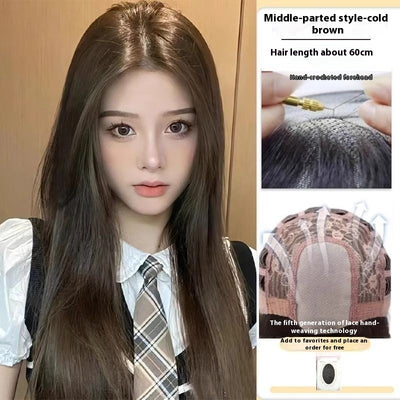 Peluca Larga Mujer Cabello Natural Liso Frente Encaje Completo Premium - Image 8