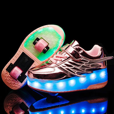 Zapatillas Infantiles Wings Luminiscentes con Ruedas Dobles