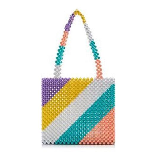 Bolsa Tejida con Patrones de Puzzle y Cuentas Decorativas - Image 11
