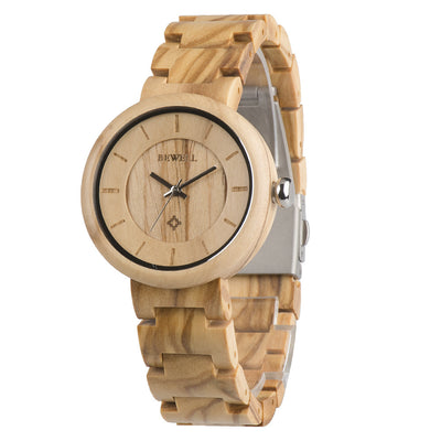 Reloj de Bambú para Mujer con Movimiento Cuarzo