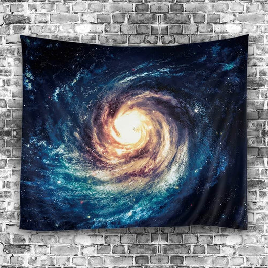 Cosmic Tapestry featuring a vibrant swirling galaxy design with a bright yellow core and dark blue edges. - Image 2