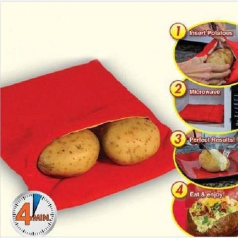 Bolsa Cocedora Roja Reutilizable para Papas al Microondas - Cocción Rápida - Image 4