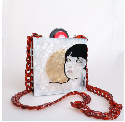 Bolso Vintage Cosido a Mano - Cartera Acrílica Cuadrada Pequeña para Eventos