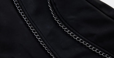 Pantalones Casuales de Cuero con Cadena Metalizada Vintage - Image 10