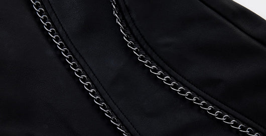 Pantalones Casuales de Cuero con Cadena Metalizada Vintage - Image 10