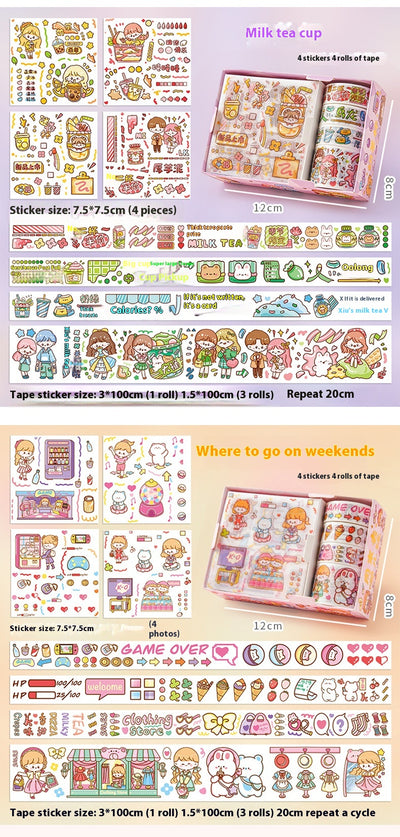 Set de Stickers Adhesivos Infantiles con Diseños Animados y Cinta Decorativa - Image 17