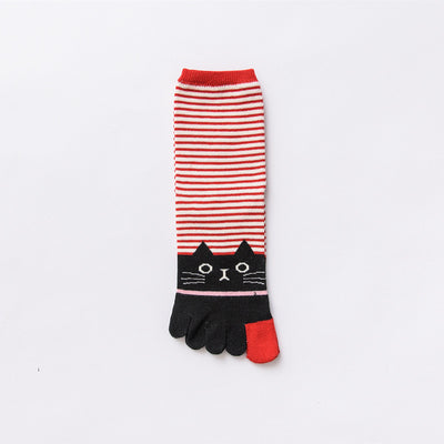 Calcetines de Algodón para Mujer con Diseño de Rayas y Gato - Otoño Invierno - Image 4