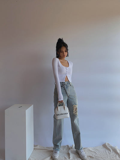 Jeans Slim Straight Sueltos para Mujer - Image 9