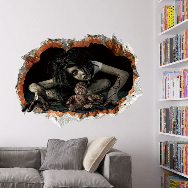 Pegatina 3D Fantasma Ensangrentado Roto - Decoración Halloween Terrorífica - Image 4