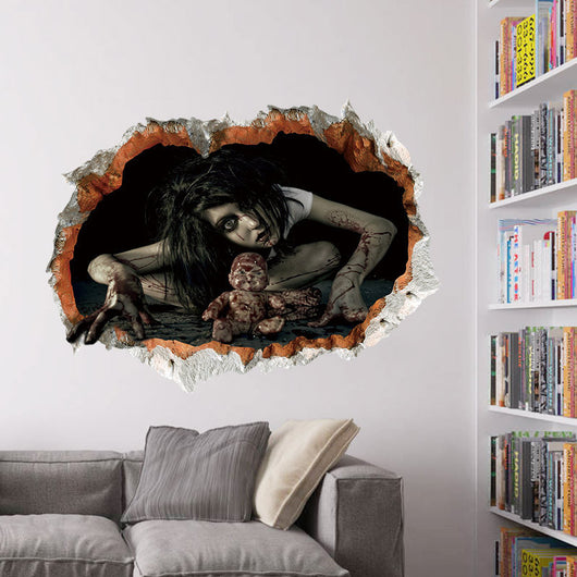 Pegatina 3D Fantasma Ensangrentado Roto - Decoración Halloween Terrorífica - Image 4