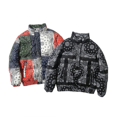 Abrigo Retro Estampado Cashew para Hombre - Algodón Acolchado