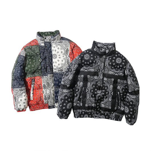 Abrigo Retro Estampado Cashew para Hombre - Algodón Acolchado