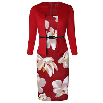Vestido Slim Estampado con Efecto Dos Piezas para Mujer - Image 8