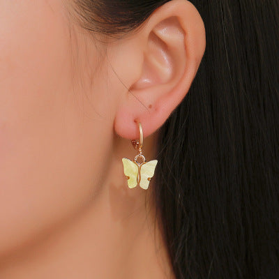Aretes Mariposa Acrílicos Multicolores para Mujer