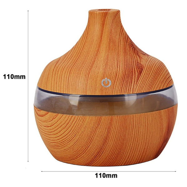 Difusor Aromaterapeútico USB con Diseño Textura Madera - Humidificador de Aire con Aceites Esenciales
