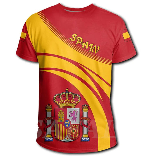 Yellow short-sleeve t-shirt with the colorful Coat of Arms of Spain printed on the front and sleeves. - Image 14